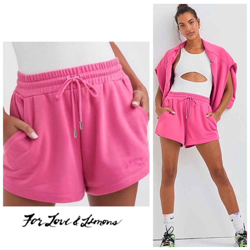 🍋 FOR LOVE & LEMONS Ellie Shorts Small Ultra Soft with Logo Embroidery NWTS-$69